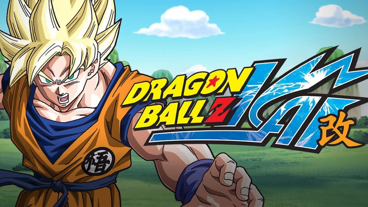 Cartel oficial de Dragon Ball Z Kai con Goku transformado en Super Saiyan